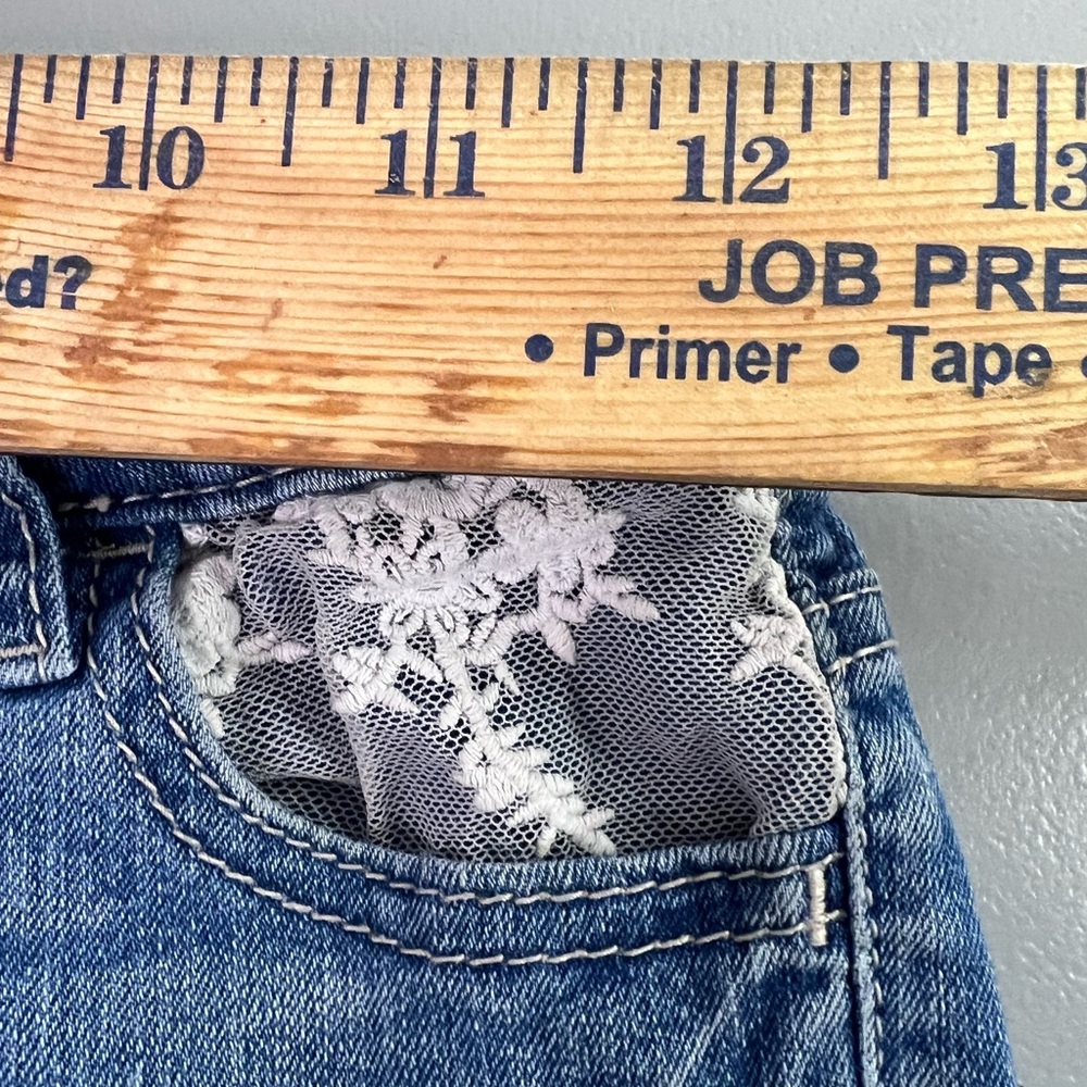 CANYON RIVER BLUES Girls Skinny Distressed With Lace Denim JEANS, Size 7 - Picture 6 of 12